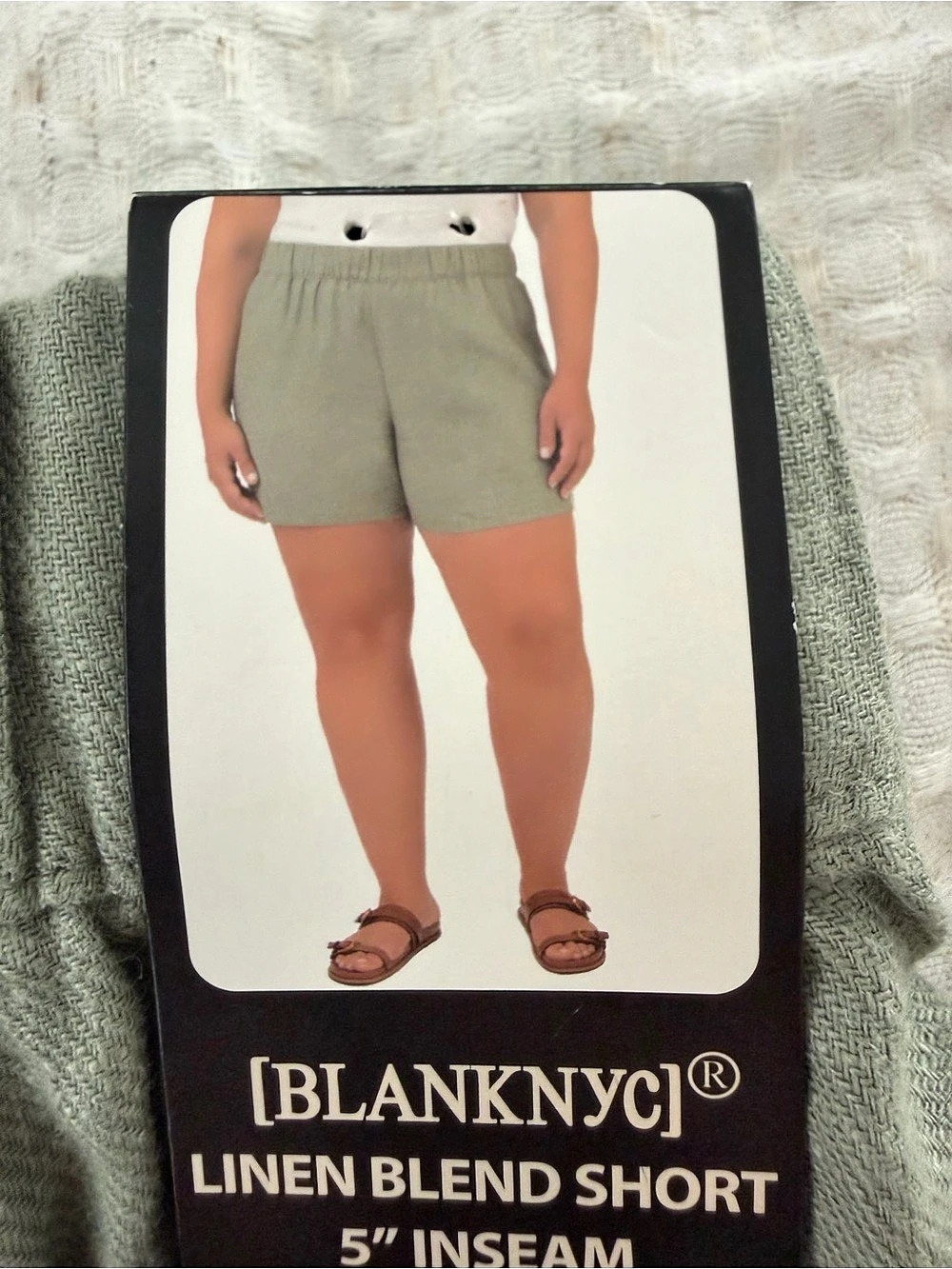 Linen Blend Short Shorts in Green XL NWT